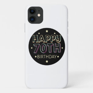 3d dark colourful round happy 70th birthday iPhone 11 case