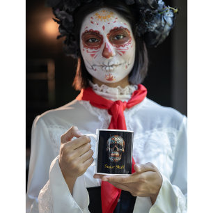 3D Day of the Dead skull, custom Coffee Mug