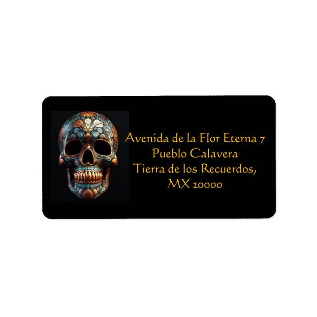 3D Day of the Dead skull, custom Label (Front)
