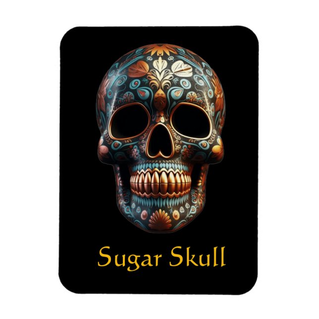 3D Day of the Dead skull, custom Magnet (Vertical)