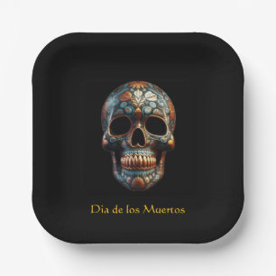 3D Day of the Dead skull, custom Paper Plate