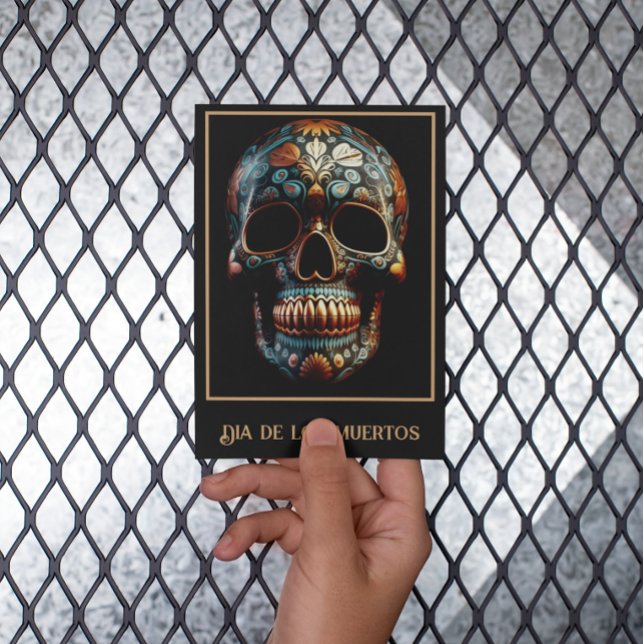 3D Day of the Dead skull, custom Postcard (Creator Uploaded)