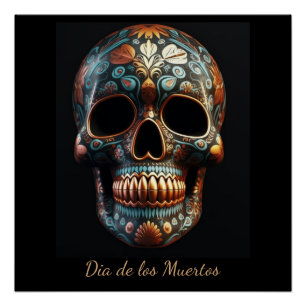 3D Day of the Dead skull, custom Poster