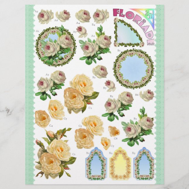 3D Decoupage - Floriade - White and yellow roses (Front)