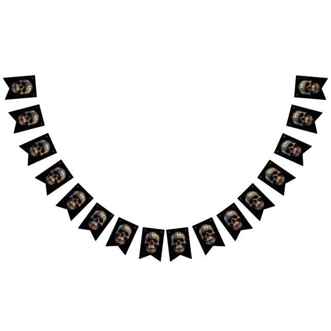 3D Dia de los Muertos skull Bunting Flags (All)