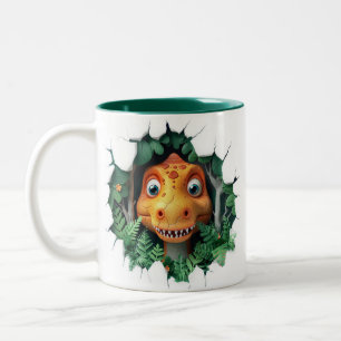 3D Dinosaur Hot Cocoa Kids Two-Tone Coffee Mug