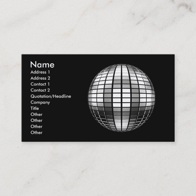 3D Disco Mirror Ball Business Card (Front)