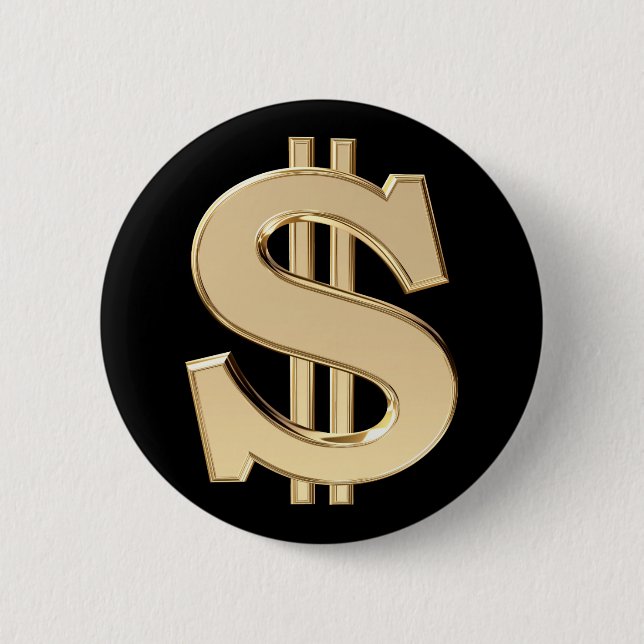 3D dollar sign 2 Inch Round Button (Front)