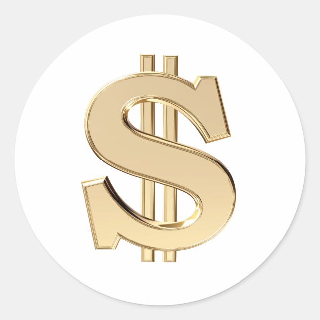 3D dollar sign Classic Round Sticker (Front)