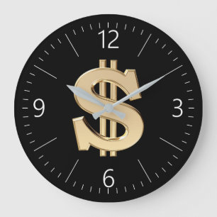 3D dollar sign Large Clock