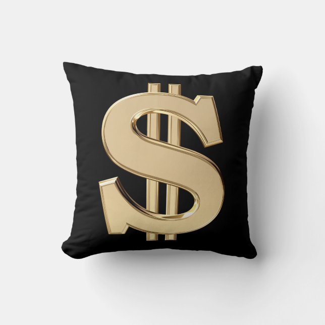 3D dollar sign Throw Pillow (Front)