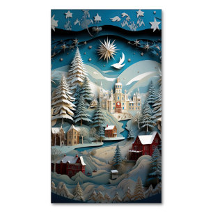3D Effect Abstract Christmas Background Magnetic Business Card