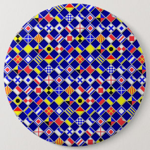 3D Effect Chequered Nautical Flag tiles Decor 6 Inch Round Button