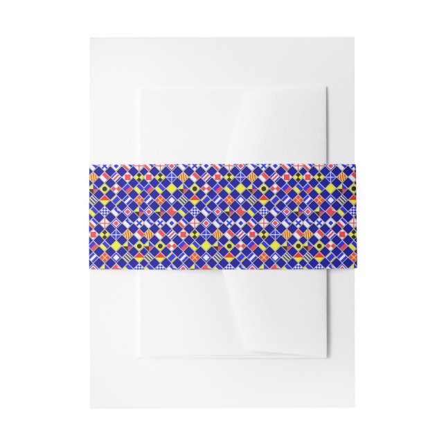 3D Effect Chequered Nautical Flag tiles Decor Invitation Belly Band (Front Example)