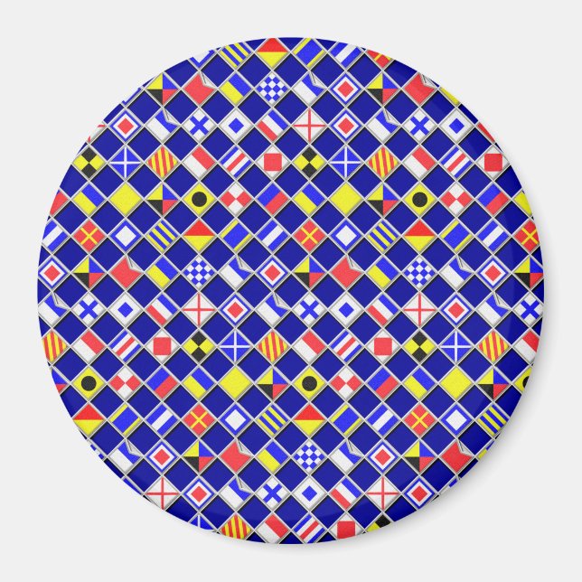 3D Effect Chequered Nautical Flag tiles Decor Magnet (Front)