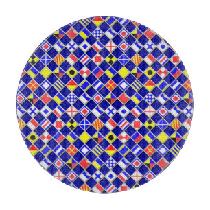 3D Effect Chequered Nautical Flag tiles Motif Cutting Board