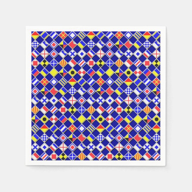 3D Effect Chequered Nautical Flag tiles Pattern Napkin (Front)