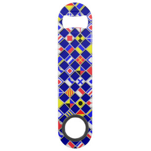 3D Effect Chequered Nautical Flag tiles Pattern Speed Bottle Opener