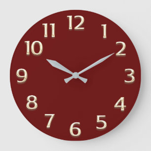 3D Effect Gold Champagne Minimalism Burgundy Large Clock