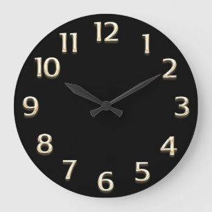 3D  Effect Gold Champagne Minimalism Modern Black Large Clock