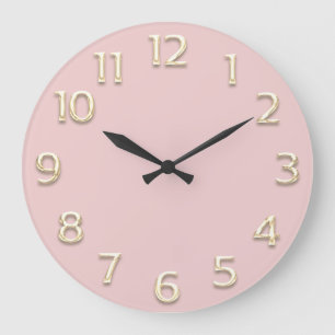 3D Effect Gold Pink Rose Minimalism Large Clock