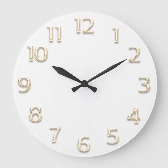 3D  Effect Gold White Minimalism Large Clock (Front)