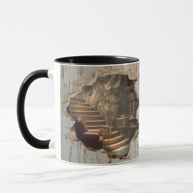 3D Effect Hidden Bookshelf Mug (Left)