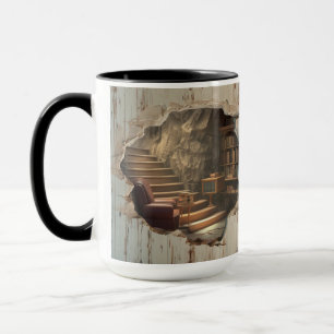 3D Effect Hidden Bookshelf Mug