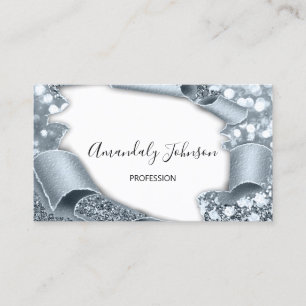 3D Effect  Makeup Artist GLITTER GRAY BLUE White Business Card