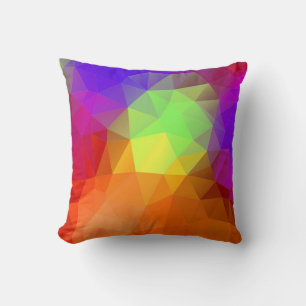 3D Effect Rainbow Geometric Triangles Throw Pillow