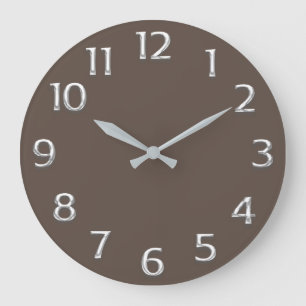 3D  Effect Silver GRAY Minimalism Modern Brown Large Clock