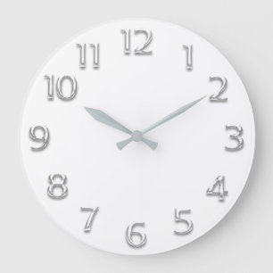 3D Effect Silver GRAY Minimalism Modern White Large Clock