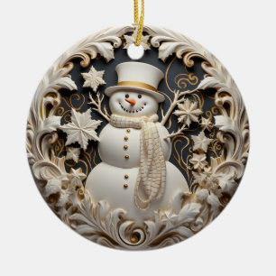 3D Effect Snowman Christmas Ornament   Custom name