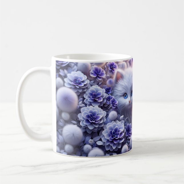 3D, effet chatte et fleurs - chatte tasse (Gauche)