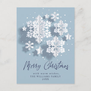 3D Elegant Snowflake Christmas Greeting Holiday Postcard
