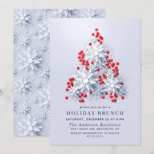 3D Elegant Snowflakes CHRISTMAS HOLIDAY BRUNCH Invitation