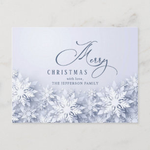 3D Elegant Snowflakes Christmas Holiday Greeting Postcard