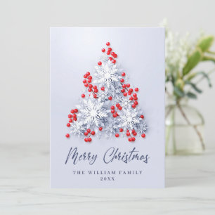 3D Elegant Snowflakes Christmas Tree Greeting Holiday Card