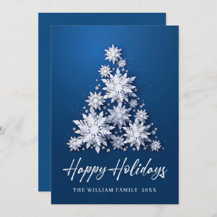 3D Elegant Snowflakes Christmas Tree Greeting Holiday Card