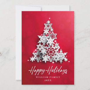 3D Elegant Snowflakes Christmas Tree Greeting Holiday Card