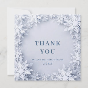 3D Elegant Snowflakes Corporate Christmas Holiday Thank You Card