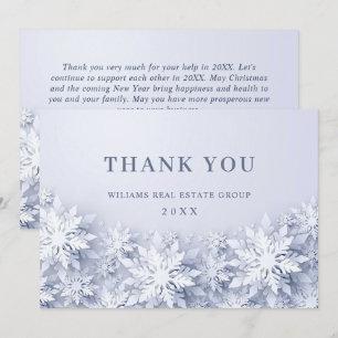 3D Elegant Snowflakes Corporate Christmas Holiday Thank You Card