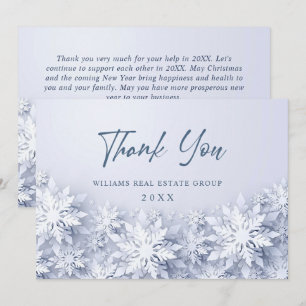 3D Elegant Snowflakes Corporate Christmas Holiday Thank You Card