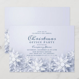 3D Elegant Snowflakes Corporate Christmas Party Invitation