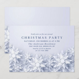 3D Elegant Snowflakes Holiday CHRISTMAS PARTY Invitation