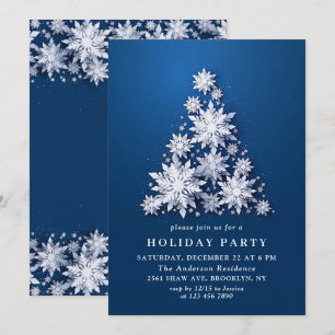 3D Elegant Snowflakes Tree Holiday CHRISTMAS PARTY Invitation