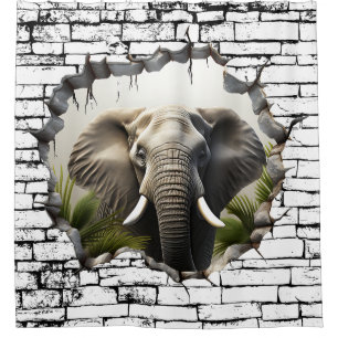 3D Elephant Wall Break Art – Realistic Safari