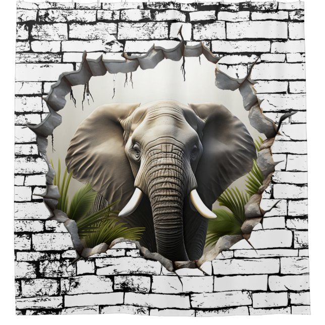 3D Elephant Wall Break Art – Realistic Safari (Front)