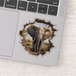 3D Elephant Wall Break Art – Realistic Safari (2)