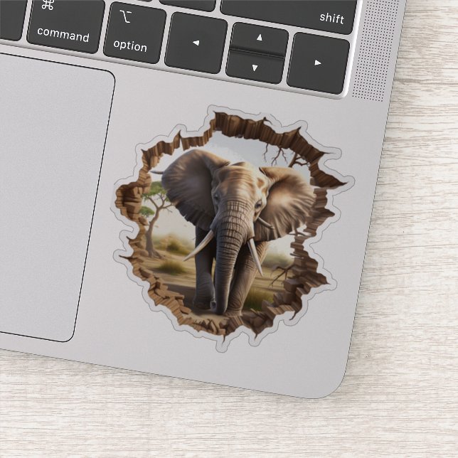 3D Elephant Wall Break Art – Realistic Safari (2) (Detail)